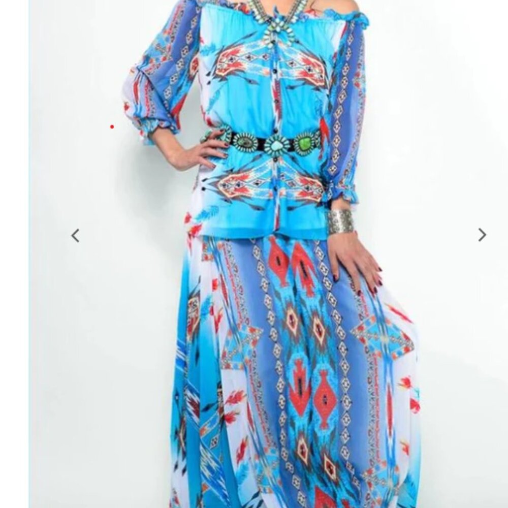 Vintage Collection's River Long Skirt flowy chiffon in colorful Southwest design